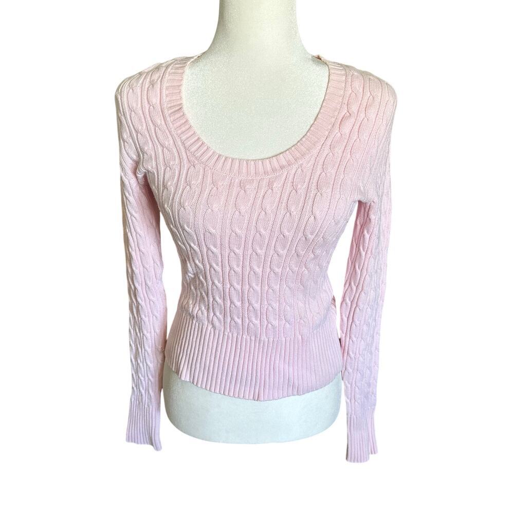 Vintage y2k pink cable knit pullover size s